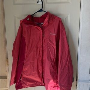 Columbia Red-Pink Hooded Rain Shell